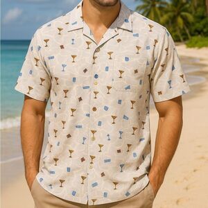 MAXX Vintage Men’s Aloha Hawaiian Drink Shirt Size Large